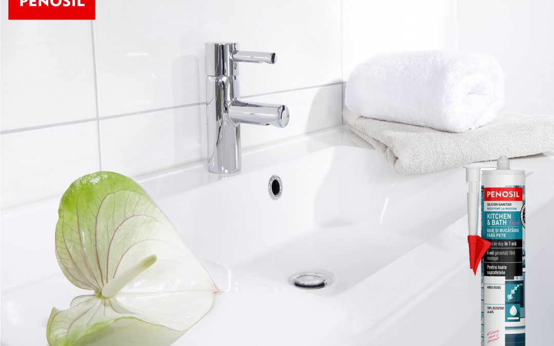 Cauti siliconul sanitar cel mai potrivit? Incearca Kitchen & Bath Fresh, rezistent la mucegai, oferit de PENOSIL